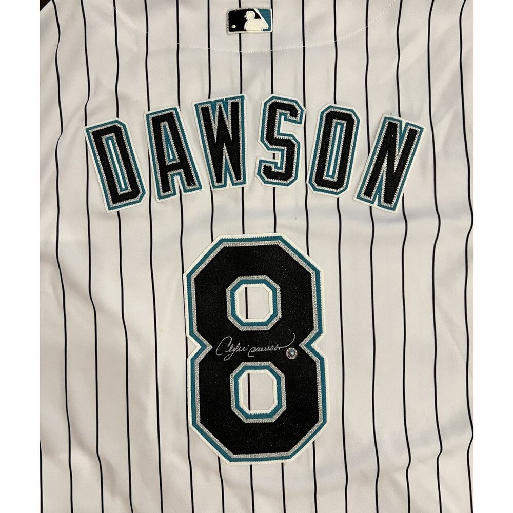 Andre Dawson signed Florida Marlins Home White Jersey With Team Patch💙 Signed!
